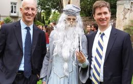 HMA Mark Kent poses for a picture with Albus Dumbledore and Canadian Ambassador, Robert Fry.
