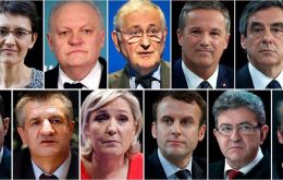 A combination picture shows candidates for the French 2017 presidential election,