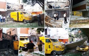 Earlier on Monday about 60 men moved into the city blew up the front of a private security firm and the vaults, while firing on police. 