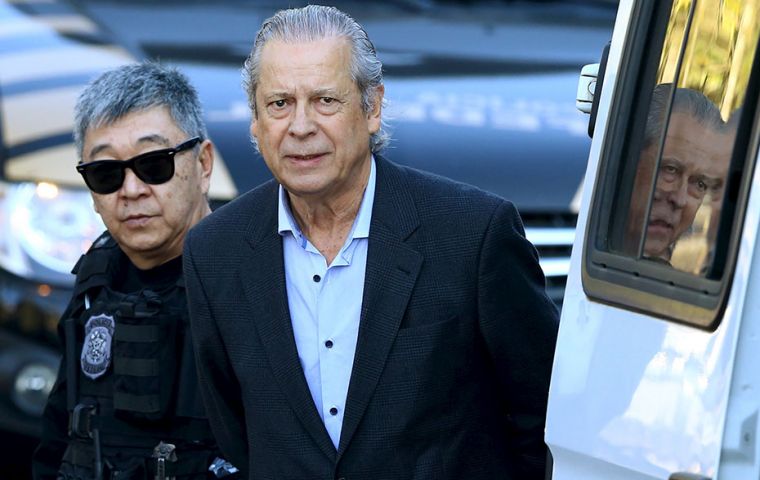 A former guerrilla now aged 71, Dirceu was convicted in May 2016 to 32 years in jail for taking bribes, money laundering and criminal association.