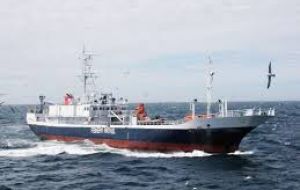 Falklands' Fishery Protection Vessel Protegat is in the scene because of the 560 tons of heavy fuel oil and 180 tons of marine gas oil the abandoned vessel is carrying
