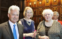 FCO Sir Alan Duncan MP, FIG Representative Sukey Cameron MBE and Hon. Mrs. Jan Cheek MLA.