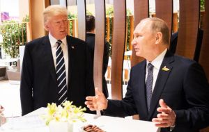 Earlier as the talks began Trump told Putin: “It's an honor to be with you.” Mr Putin replied: “I'm delighted to meet you personally.” 