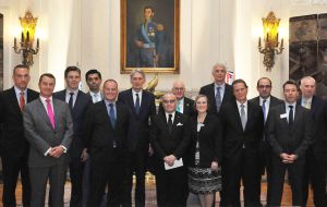 UK officials and business delegation with Jorge Faurie at the foreign ministry  
