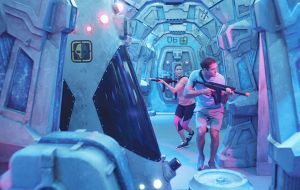 Guests can also take on their family and friends at the space station-themed laser tag course.