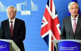  Brexit Secretary David Davis (L) ”And the sooner we remove the ambiguity, the sooner we will be in a position to discuss the future relationship and a transitional period” Barnier said.(Pic AFP)<br />
