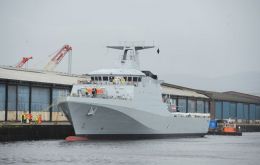 HMS Forth is the first of five new patrol ships built to assist the navy in safeguarding fishing stocks, as well as protecting the Falkland Islands