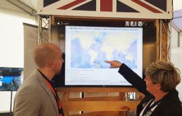  Francisco Alvarez (Science & Innovation Officer, BE Santiago) and Kylie Bamford (FCO, Polar Regions Department) at the British stand in IMPAC4.