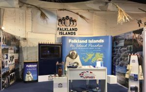The Falkland Islands desk display at the Great Britain stand will be officially opened on Friday (Pic J. Ford SAAS)