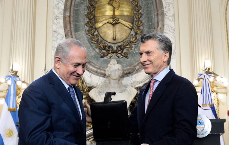 Netanyahu praised Macri for jump-starting efforts to solve the crimes. Critics accuse previous president Cristina Fernandez of trying to improve ties with Iran
