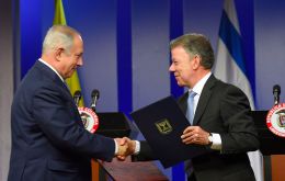 PM Netanyahu and President Santos pledged to strengthen ties in areas like science, security and tourism as Colombia transitions into a post-conflict era. 
