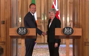 Following a working lunch in No 10, Varadkar said the PM's decision to rule out a hard border between the Republic and Northern Ireland was “very important”.