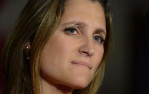 Canadian Foreign Minister Chrystia Freeland said the three sides had made “solid progress” on topics such as electronic border forms and regulations harmonization  
