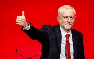 “We are ready and the Tories are clearly not,” Corbyn said. “They are certainly not strong and definitely not stable”, and ”they are hanging on by their fingertips.”