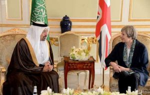 During a trip to Saudi Arabia in April, Mrs. May held talks with Aramco chairman Khalid Al-Falih, who is also Saudi Arabia's energy minister. 