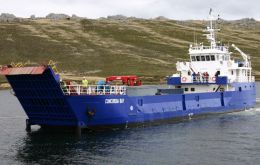 Concordia Bay is a 45.5m Landing craft flagged in the Falklands as a passenger/cargo vessel and owned by Workboat Services Ltd.  