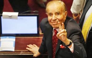 Ex president Carlos Menem was reelected for his birth province of La Rioja and inaugurated on Wednesday his third consecutive six year mandate