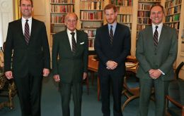 L-R: Major General Robert Magowan, The Duke of Edinburgh, His Royal Highness Prince Harry and Major General Charles Stickland<br />
