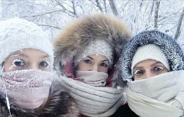 A teenager selfie with her eyebrows frozen. Although even with minus 40 Celsius, schools are open in Yakutia, minus 67 was a bit too much 
