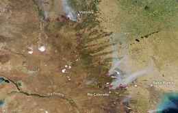 NASA’s Aqua satellite captured an image of a wildfire in La Pampa Province, on January 29, 2018. 