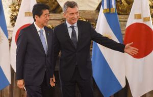 The Argentine president and Japanese Prime Minister Shinzo Abe    