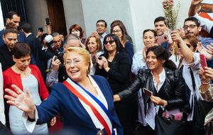 Bachelet was cheered by supporters as she capped a second term in office in which she saw through an ambitious package of reforms