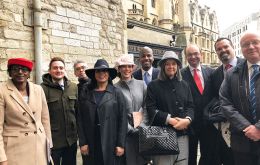 Mike Betts (second from left) with the other UK Overseas Territory Representatives outside Westminster Abbey yesterday for the Commonwealth Service. 