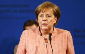 “It’s no longer the case that the United States will simply just protect us,” Merkel said, according to a live broadcast by Deutsche Welle. 