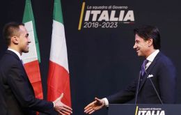 The Five Star's Luigi di Maio (L) said that president Mattarella had been informed that Giuseppe Conte (R) was the agreed candidate