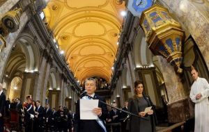 President Macri is received by Cardinal Poli at the Buenos Aires Cathedral for the official 25 May Tedeum 