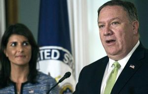Secretary of State Pompeo, next to Ms Haley said there was no doubt the council once had a “noble vision”, but now the council  is a poor defender of human rights