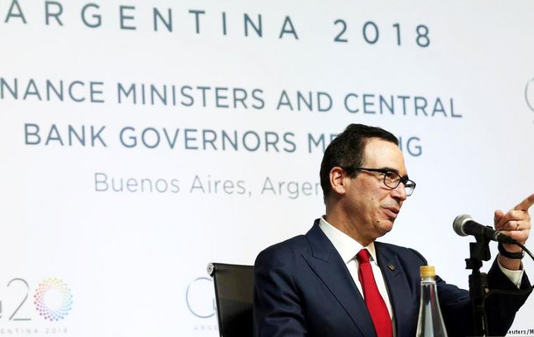 Treasury Secretary Steven Mnuchin is set to “respond to concerns on US trade policies” in the G20's finance ministers and central bankers meeting 