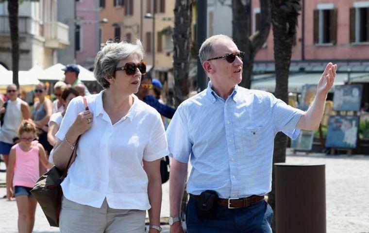 Theresa May fresh from her key Brexit proposal being rejected by the EU on Thursday, is currently on holidays in Italy with her husband.