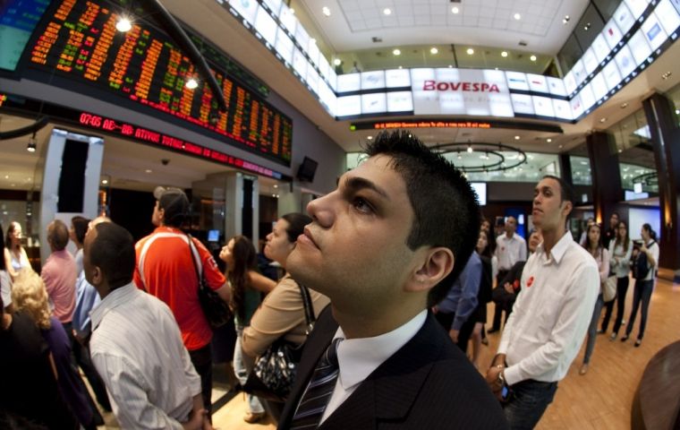 Stock markets across the region also suffered. Brazil's Bovespa dipped almost 2% as equities were lower in the consumption, financials and electric power sectors