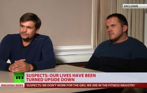 Appearing nervous and uncomfortable, the men confirmed their names as those announced by the UK investigators - Alexander Petrov and Ruslan Boshirov