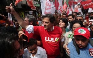 Lula’s hand-picked successor to stand for the PT is former Sao Paulo mayor Fernando Haddad, and jumped to 13% of support in Friday’s poll, up 4 points