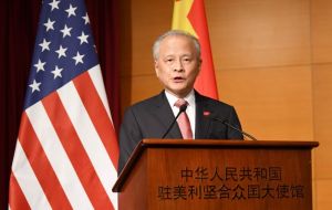 China's ambassador to the US Cui Tiankai, said in an interview there was a “much larger need for cooperation” than competition with Washington