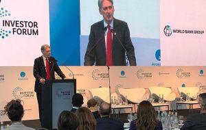 Britain's Finance Minister Philip Hammond arrived Thursday morning and has already participated in a forum in downtown Buenos Aires.