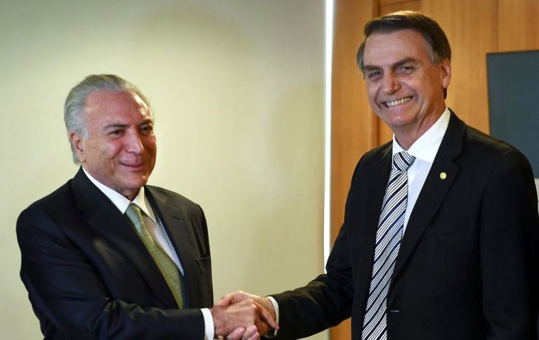 Temer said he expects Bolsonaro's incoming government to follow its fiscal austerity policies and maintain a spending ceiling