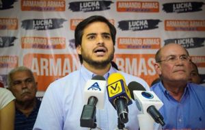 Opposition lawmaker Armando Armas blasted the Uruguayan government for not condemning the Maduro regime