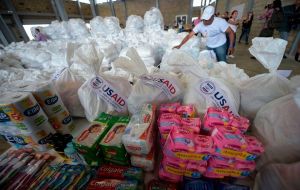 Medicine and food sent by the US has been blocked for three days in Cucuta, Colombia, after the Venezuelan military closed a bridge linking the two countries