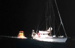 The pictures show a rescue boat from the Seabed Constructor approaching the French yacht Paradise on Tuesday night, when injured Ms Pascale was rescued 