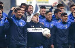 “We are going to get ahead together,” the 58-year-old former striker told fans at a stadium in the city of La Plata just outside Buenos Aires on his first day of training 