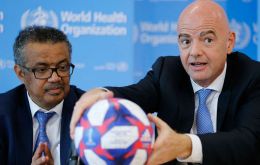 WHO Director-General Dr Tedros Adhanom Ghebreyesus and FIFA President Gianni Infantino signed the memorandum of understanding in Geneva 