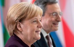 Merkel recalled how Draghi took the helm of the ECB at the height of the euro zone debt crisis eight years ago