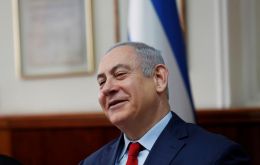 Netanyahu stumbled at the weekly cabinet meeting while reading in Hebrew prepared remarks on a deal with Greece and Cyprus on a subsea gas pipeline.