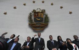 Guaido then raised his right hand and took the oath of office for another term as leader of the assembly.