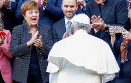 Francis attended a Vatican conference on the global economy whose participants included IMF chief Kristalina Georgieva and Finance Minister Martin Guzman