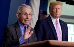 At a briefing Trump said he and Fauci had been on the same page “from the beginning” about the virus