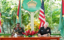 Guyana Defense Force Chief of Staff, Brigadier General Godfrey Bess and US Admiral Craig S Faller entered into an agreement the US Department of Defense
